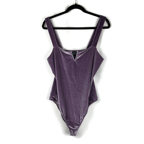 WILD FABLE Women's Y2K Purple Velour V-notch Tank Bodysuit Plus Size XXL Party - Picture 1 of 8